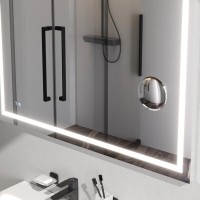Зеркало Am.Pm Gem M91AMOX1003WG, 100 см с контурной Led-подсветкой, часами и косметическим зеркалом