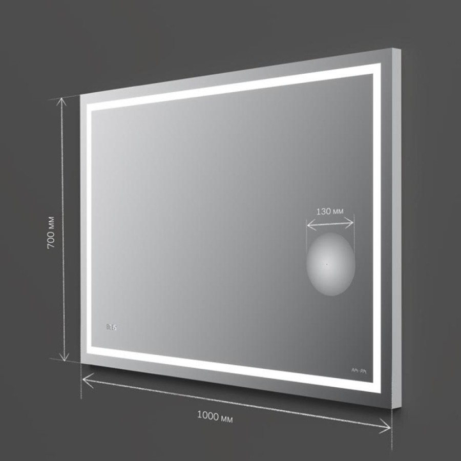 Зеркало Am.Pm Gem M91AMOX1003WG, 100 см с контурной Led-подсветкой, часами и косметическим зеркалом