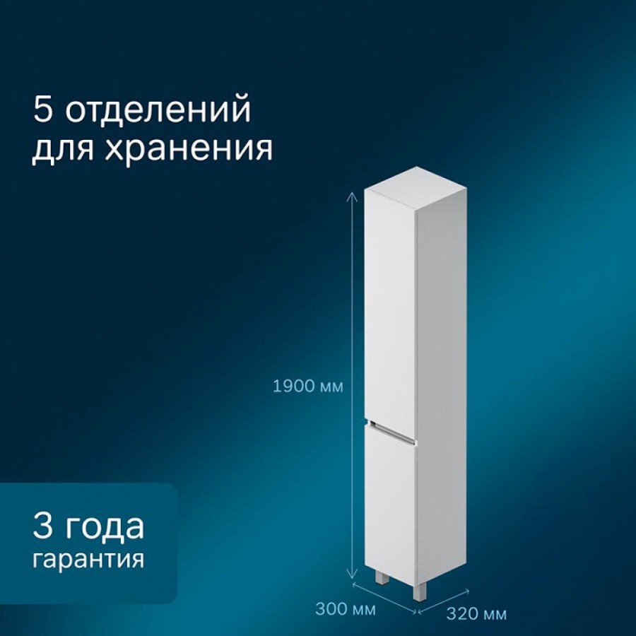 Пенал Am.Pm Gem S M91CSR0306WG напольный 30 см, петли справа, белый глянец