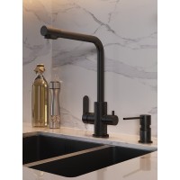 Смеситель Orange Steel M99-008b черный матовый для кухонной мойки, с возможностью подачи фильтрованной воды