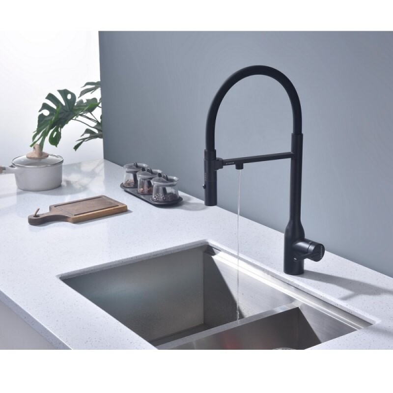 Смеситель для кухонной мойки Paulmark Magneto One Ma213188-AN, с подключением к фильтру, антрацит