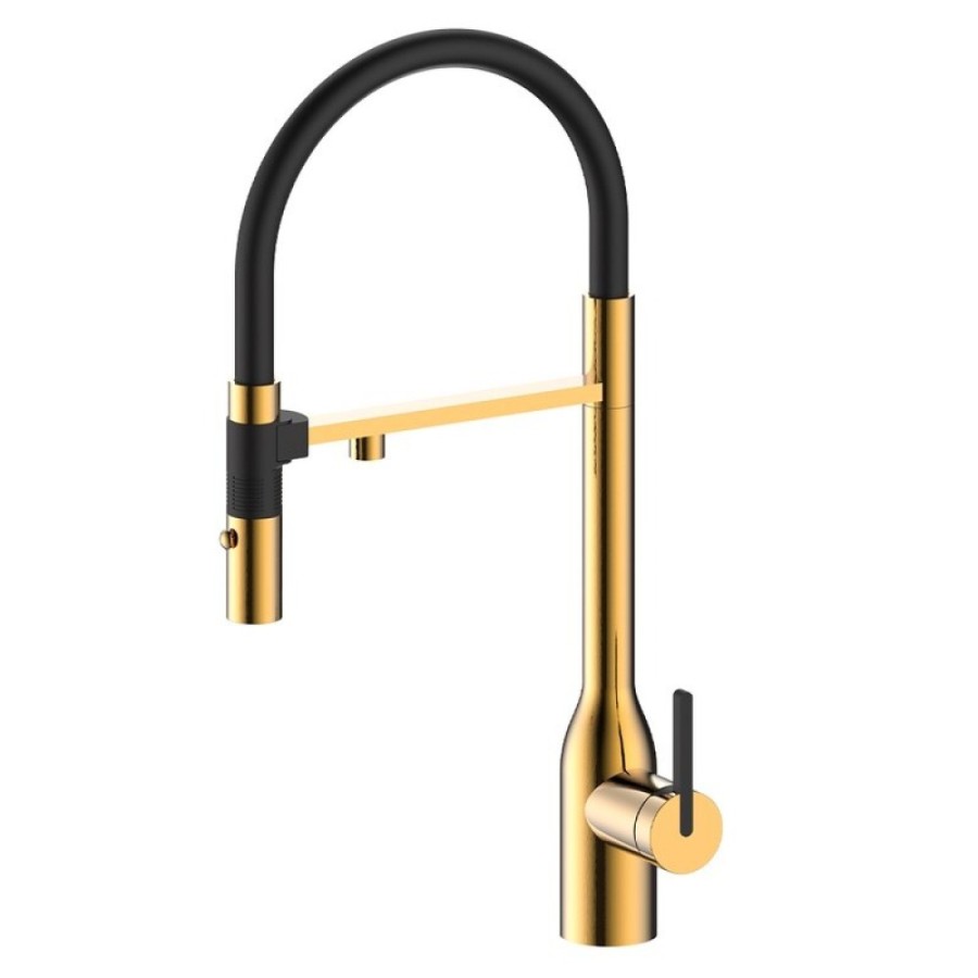 Смеситель для кухонной мойки Paulmark Magneto One Ma213188-BG, с подключением к фильтру, золото брашированное