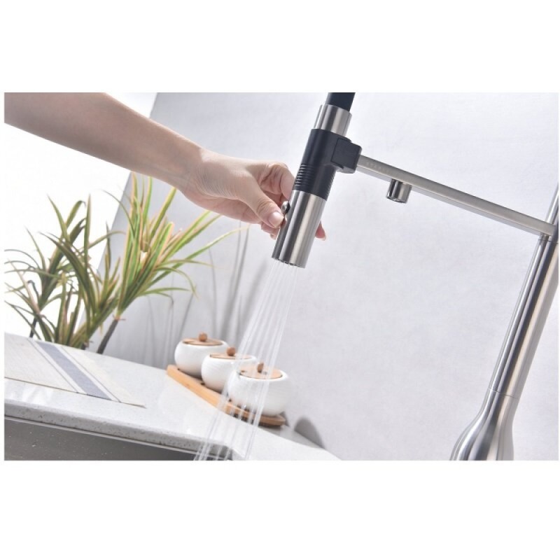Смеситель для кухонной мойки Paulmark Magneto One Ma213188-BS, с подключением к фильтру, нержавеющая сталь