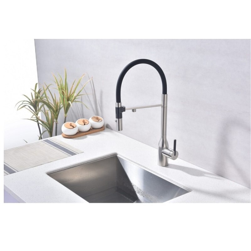 Смеситель для кухонной мойки Paulmark Magneto One Ma213188-BS, с подключением к фильтру, нержавеющая сталь