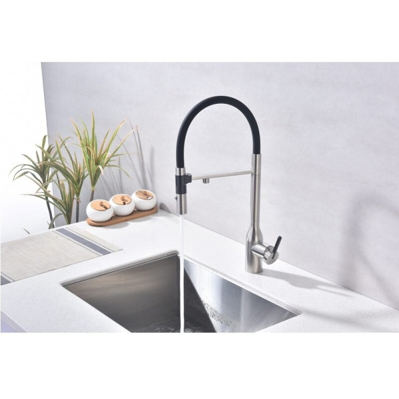 Смеситель для кухонной мойки Paulmark Magneto One Ma213188-BS, с подключением к фильтру, нержавеющая сталь