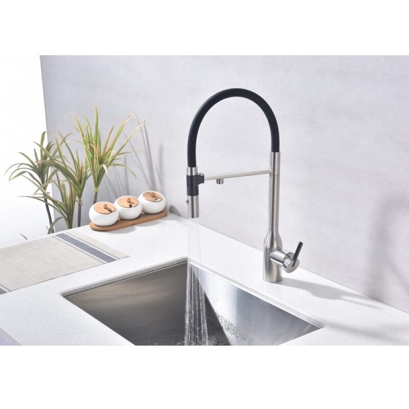 Смеситель для кухонной мойки Paulmark Magneto One Ma213188-BS, с подключением к фильтру, нержавеющая сталь