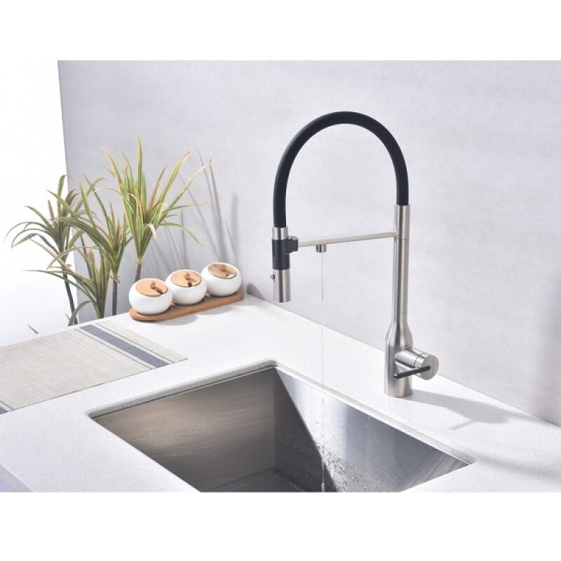 Смеситель для кухонной мойки Paulmark Magneto One Ma213188-BS, с подключением к фильтру, нержавеющая сталь