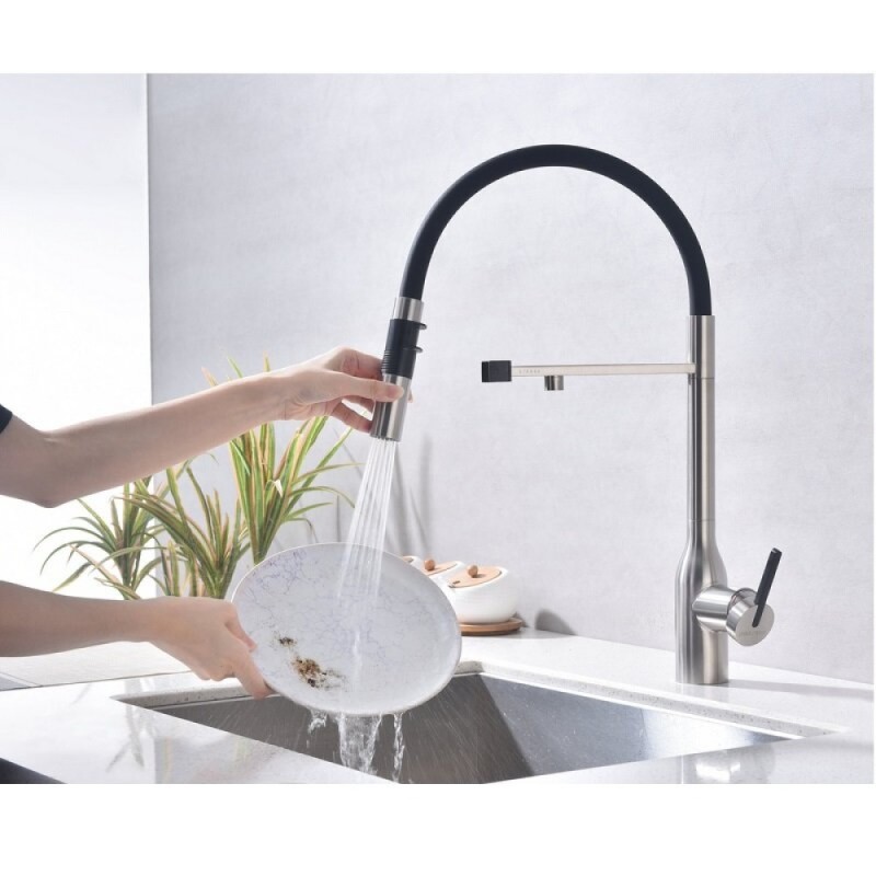 Смеситель для кухонной мойки Paulmark Magneto One Ma213188-BS, с подключением к фильтру, нержавеющая сталь