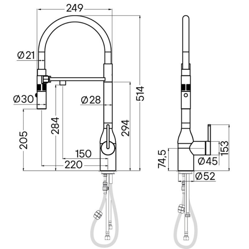 Смеситель для кухонной мойки Paulmark Magneto One Ma213188-LG, с подключением к фильтру, светлое золото