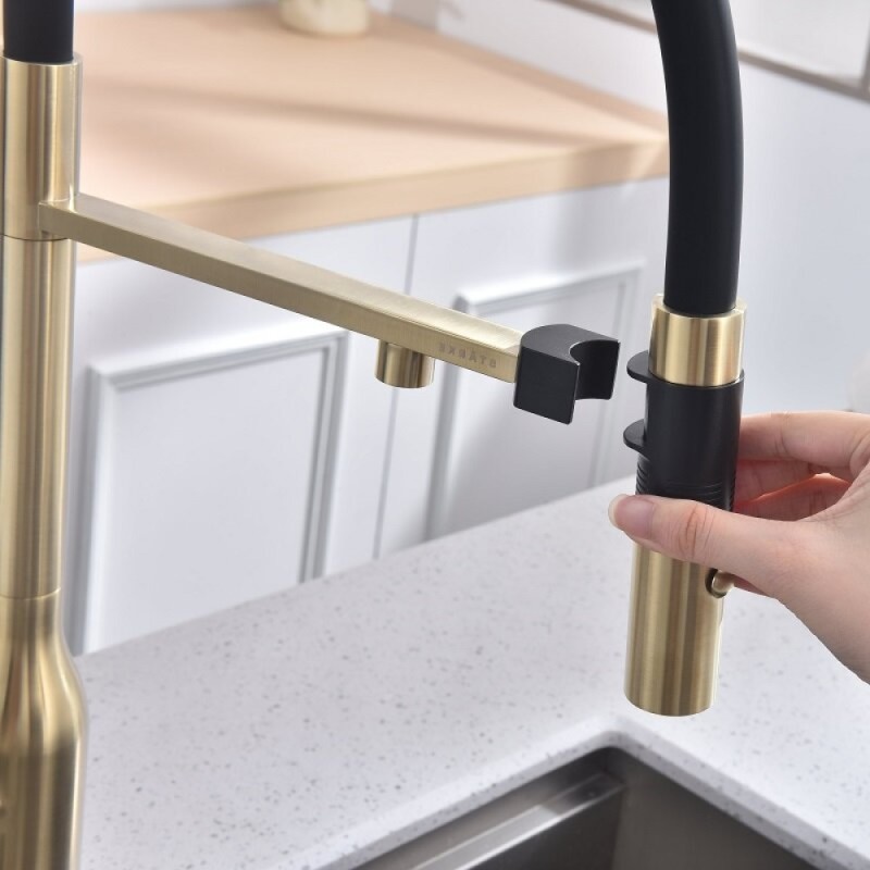 Смеситель для кухонной мойки Paulmark Magneto One Ma213188-LG, с подключением к фильтру, светлое золото