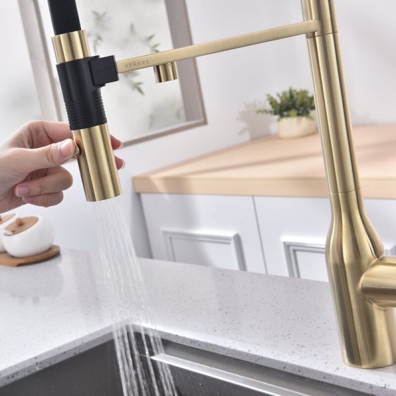 Смеситель для кухонной мойки Paulmark Magneto One Ma213188-LG, с подключением к фильтру, светлое золото