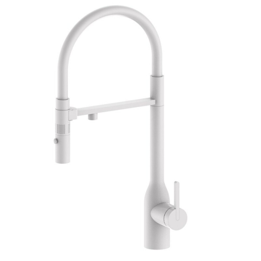 Смеситель для кухонной мойки Paulmark Magneto One Ma213188-WH, с подключением к фильтру, белый матовый