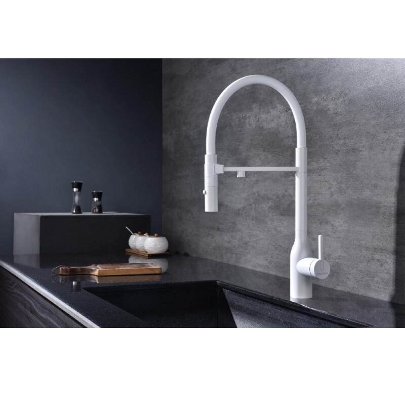Смеситель для кухонной мойки Paulmark Magneto One Ma213188-WH, с подключением к фильтру, белый матовый