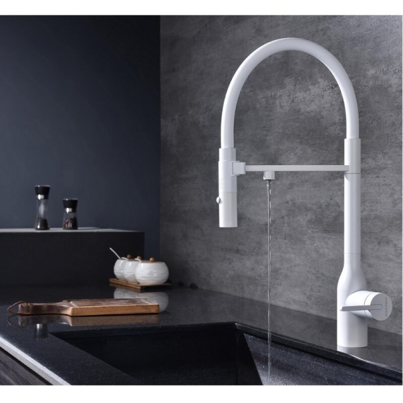 Смеситель для кухонной мойки Paulmark Magneto One Ma213188-WH, с подключением к фильтру, белый матовый