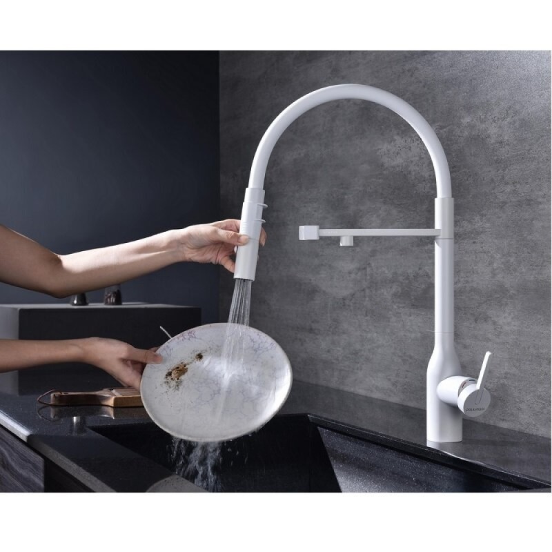 Смеситель для кухонной мойки Paulmark Magneto One Ma213188-WH, с подключением к фильтру, белый матовый