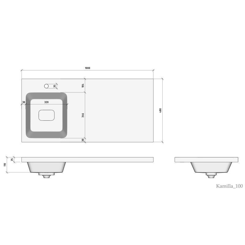 Раковина Madera Kamilla 100 L 4627173210577 на стиральную машину Белая
