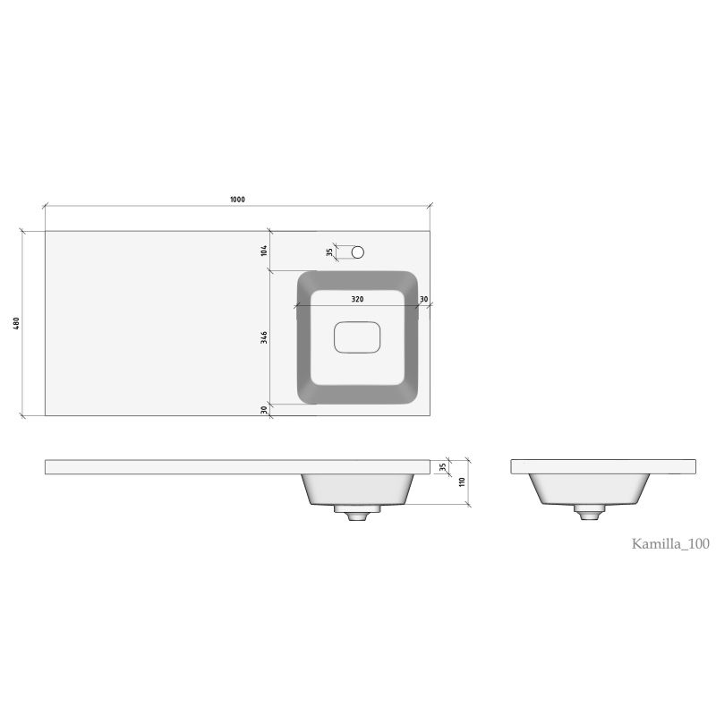 Раковина Madera Kamilla 100 R 4627173210560 на стиральную машину Белая