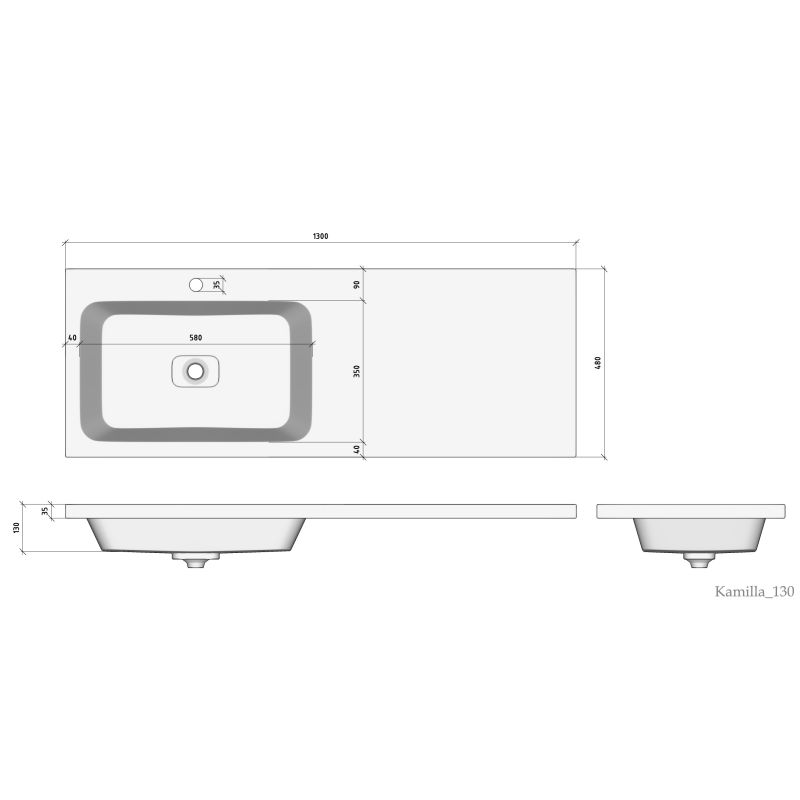 Раковина Madera Kamilla 130 L 4627173210591 на стиральную машину Белая