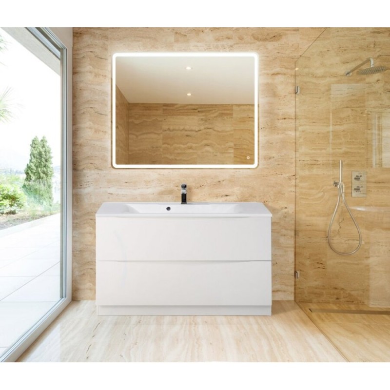 Тумба под раковину BelBagno Marino MARINO-1000-2C-PIA-BL-P, 100 х 44.5 х 80 см, Bianco Lucido - белый глянец