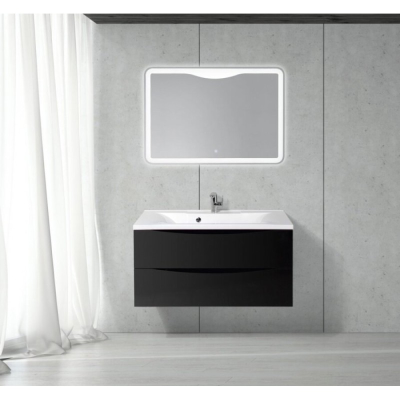 Тумба под раковину BelBagno Marino MARINO-1000-2C-SO-NL-P, 100 х 44,5 х 55 см, Nero Lucido - черный глянец