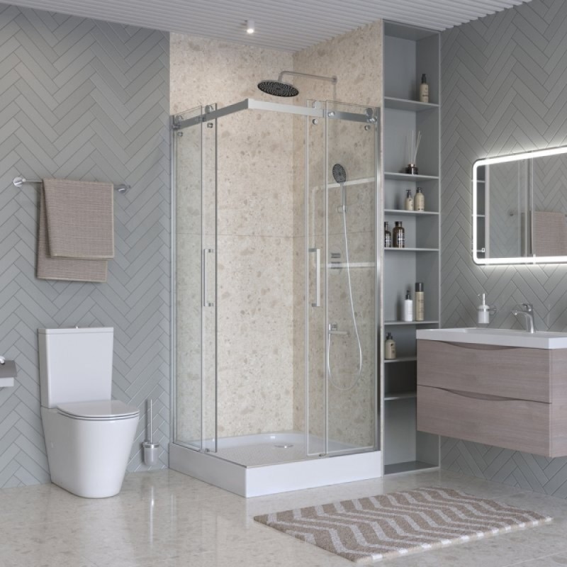 Душевой уголок BelBagno MARINO-2-A-2-90-C-CR, 90 x 90 см, стекло прозрачное, профиль хром
