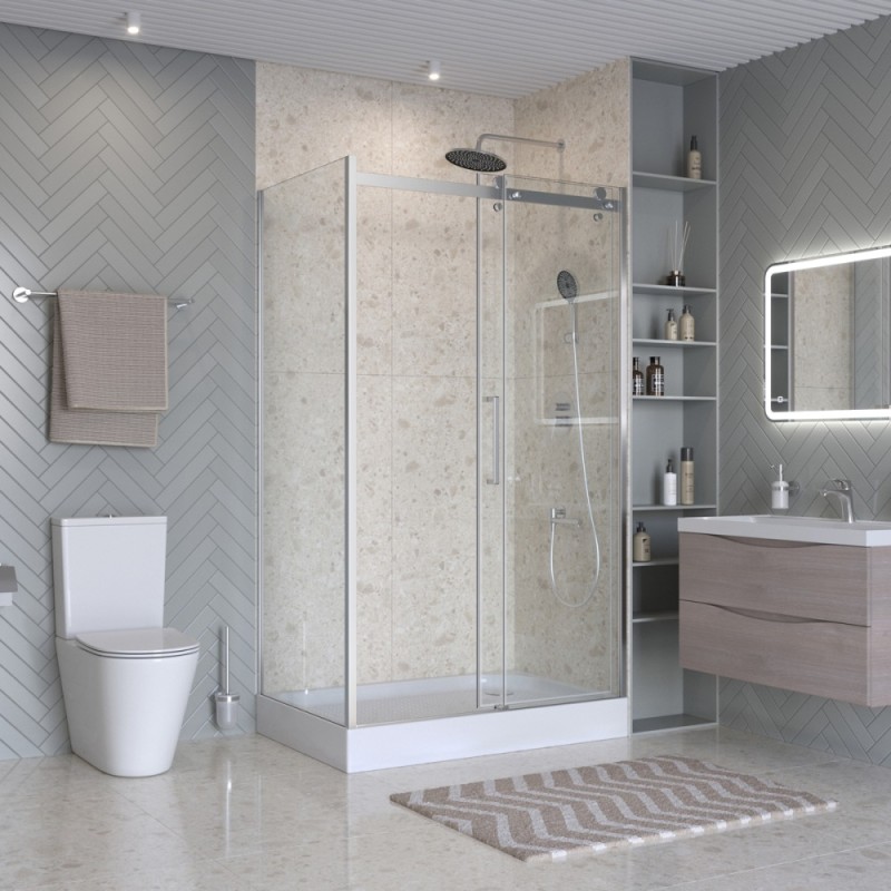 Душевой уголок BelBagno MARINO-2-AH-1-110/100-C-Cr, 110 x 100 см, стекло прозрачное, профиль хром