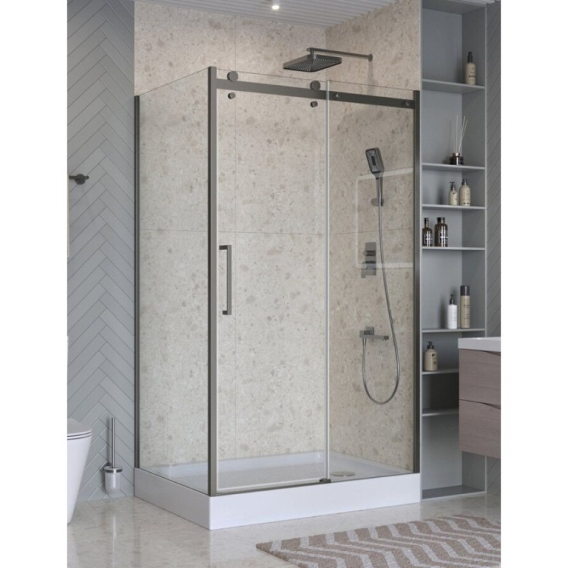 Душевой уголок BelBagno MARINO-2-AH-1-130/100-C-GM, 130 x 100 см, стекло прозрачное, профиль оружейная сталь