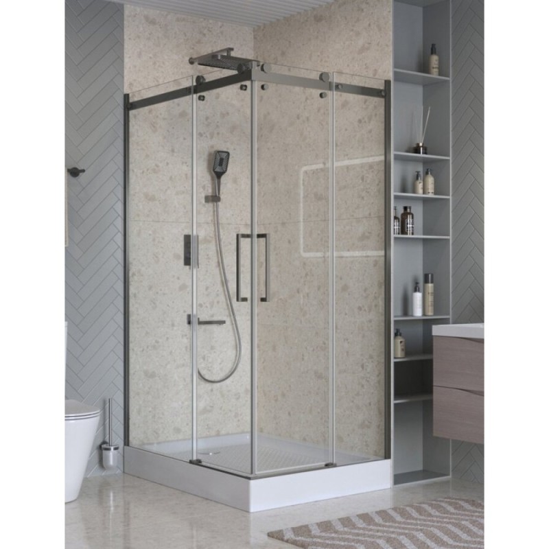 Душевой уголок BelBagno MARINO-2-AH-2-120/90-C-GM, 120 x 90 см, стекло прозрачное, профиль оружейная сталь