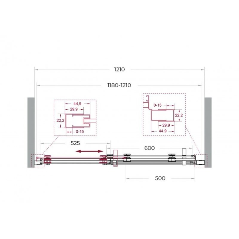 Душевая дверь BelBagno MARINO-2-BF-1-120-C-CR, 120 см, стекло прозрачное, профиль хром
