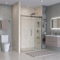 Душевая дверь BelBagno MARINO-2-BF-1-150-C-GM, 150 см, стекло прозрачное, профиль оружейная сталь