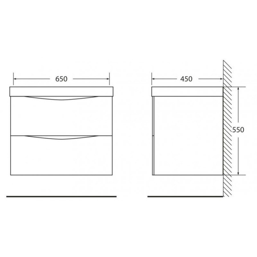 Тумба под раковину BelBagno Marino MARINO-650-2C-SO-RG-P, 65 х 45 х 55 см, Rovere Grigio - светлое дерево