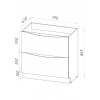 Тумба под раковину BelBagno Marino MARINO-800-2C-PIA-BL-P, 80 х 45 х 80 см, Bianco Lucido - белый глянец