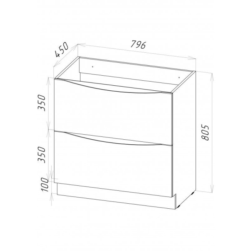 Тумба под раковину BelBagno Marino MARINO-800-2C-PIA-BL-P, 80 х 45 х 80 см, Bianco Lucido - белый глянец