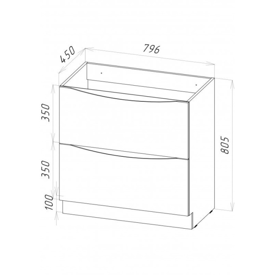 Тумба под раковину BelBagno Marino MARINO-800-2C-PIA-BL-P, 80 х 45 х 80 см, Bianco Lucido - белый глянец