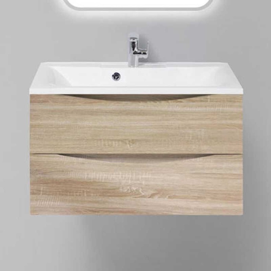 Тумба под раковину BelBagno Marino MARINO-800-2C-SO-WO-P 80 см, подвесная, цвет белый дуб (rovere bianco)