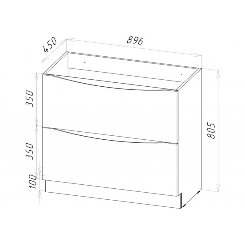 Тумба под раковину BelBagno Marino MARINO-900-2C-PIA-BL-P, 90 х 45 х 80 см, Bianco Lucido - белый глянец