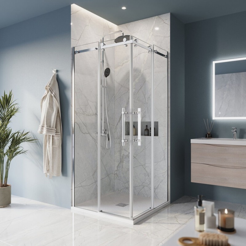 Душевой уголок BelBagno Marino-A-2-100-C-CR, 100 x 100 см, стекло прозрачное, профиль хром