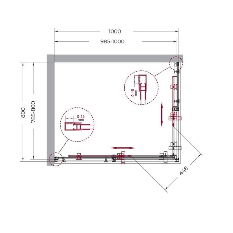 Душевой уголок BelBagno MARINO-AH-2-100/80-C-CR, 100 x 80 см, стекло прозрачное, профиль хром