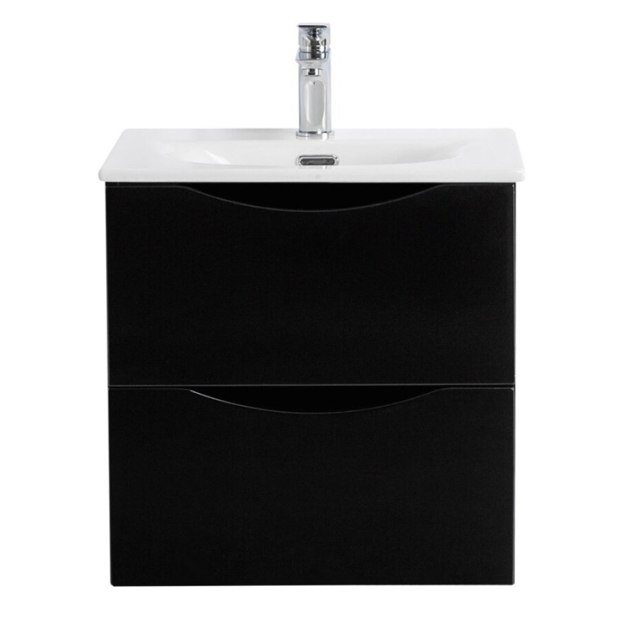Тумба под раковину BelBagno Marino-Cer-Mini-500-2C-SO-NL-P, 50 см, подвесная, Nero Lucido