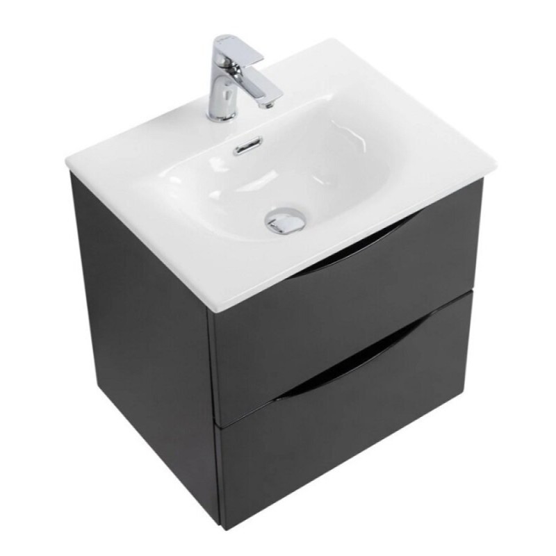 Тумба под раковину BelBagno Marino-Cer-Mini-500-2C-SO-NL-P, 50 см, подвесная, Nero Lucido