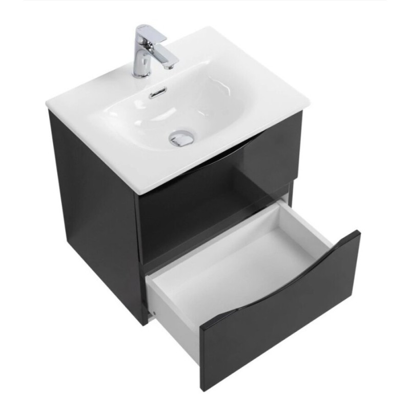 Тумба под раковину BelBagno Marino-Cer-Mini-500-2C-SO-NL-P, 50 см, подвесная, Nero Lucido