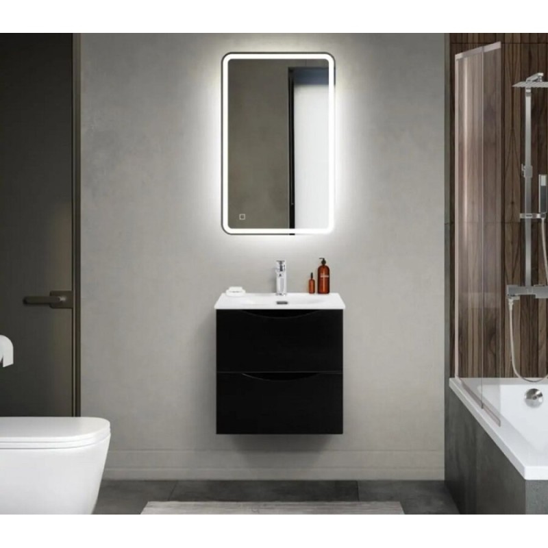 Тумба под раковину BelBagno Marino-Cer-Mini-500-2C-SO-NL-P, 50 см, подвесная, Nero Lucido