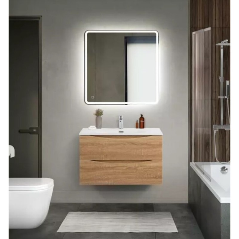 Тумба под раковину BelBagno Marino-Cer-Mini-800-2C-SO-WO-P, 80 см, подвесная, Rovere Bianco