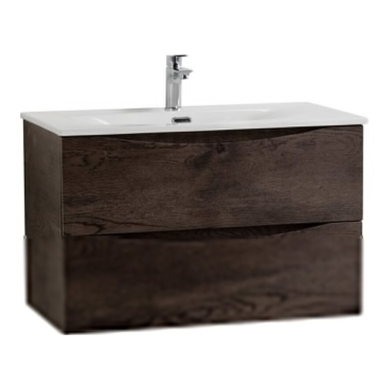 Тумба под раковину BelBagno Marino-Cer-N-1000-2C-SO-RNG-P, 100 см, подвесная, Rovere Nature Grigio