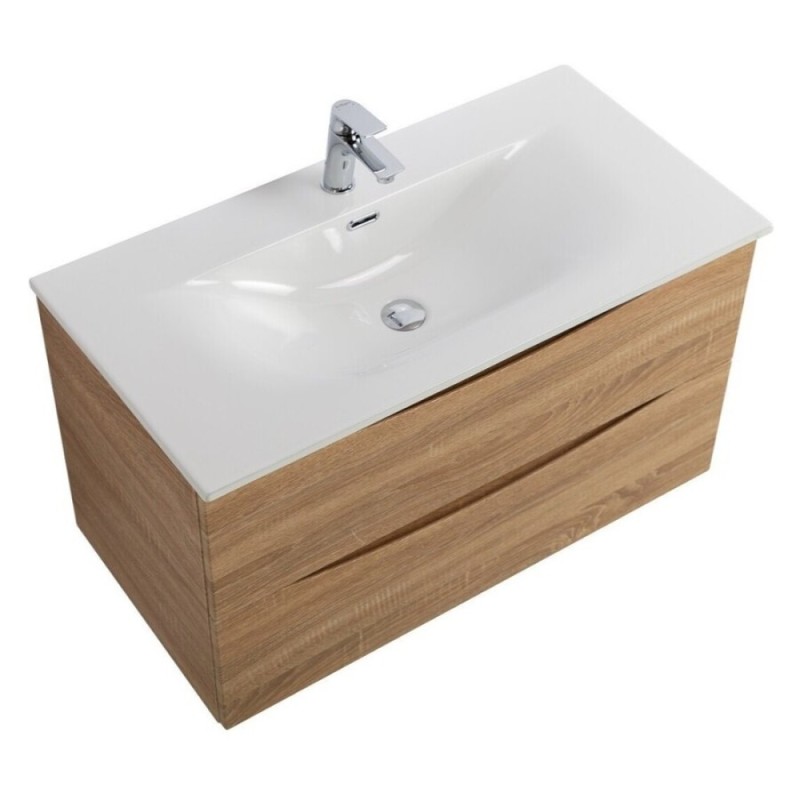 Тумба под раковину BelBagno Marino-Cer-N-1000-2C-SO-WO-P, 100 см, подвесная, Rovere Bianco