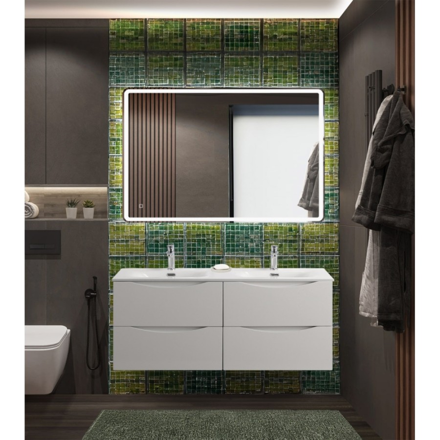 Тумба под раковину BelBagno Marino-Cer-N-1200-4C-SO-BL-P, 120 см, подвесная, Bianco Lucido