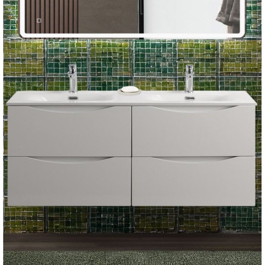 Тумба под раковину BelBagno Marino-Cer-N-1200-4C-SO-BL-P, 120 см, подвесная, Bianco Lucido