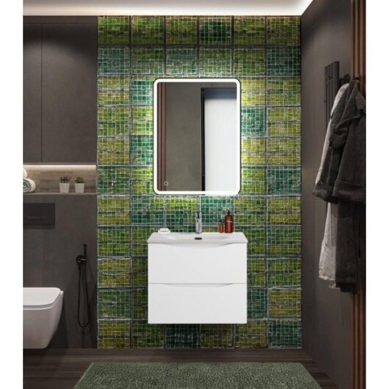 Тумба под раковину BelBagno Marino-Cer-N-600-2C-SO-BL-P, 60 см, подвесная, Bianco Lucido
