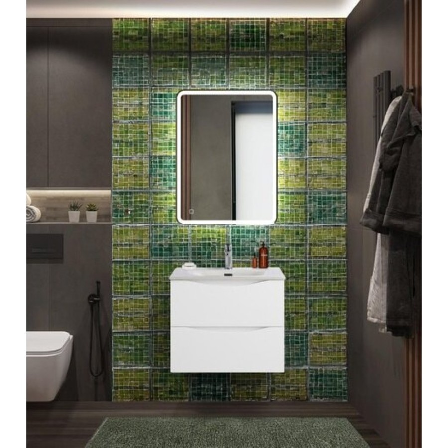 Тумба под раковину BelBagno Marino-Cer-N-600-2C-SO-BL-P, 60 см, подвесная, Bianco Lucido