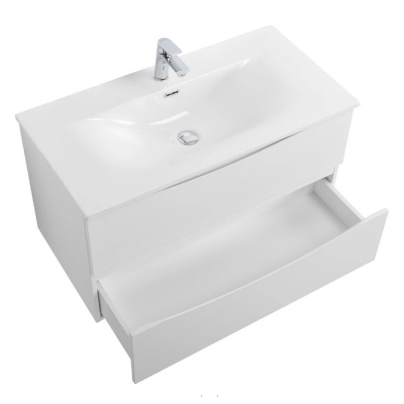 Тумба под раковину BelBagno Marino-Cer-N-800-2C-SO-BL-P, 80 см, подвесная, Bianco Lucido